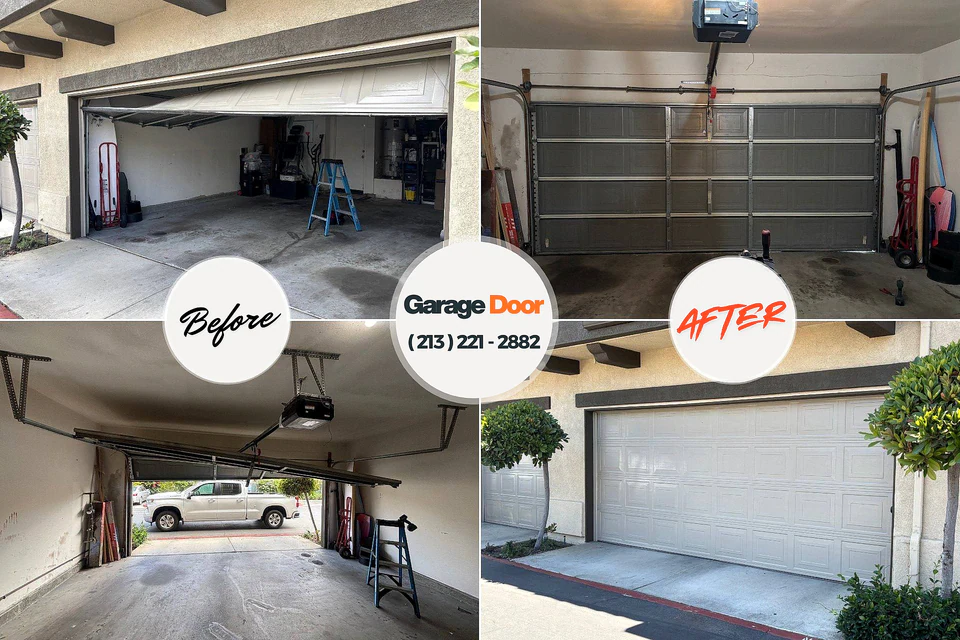 Before and after: garage door repair Rheems, PA